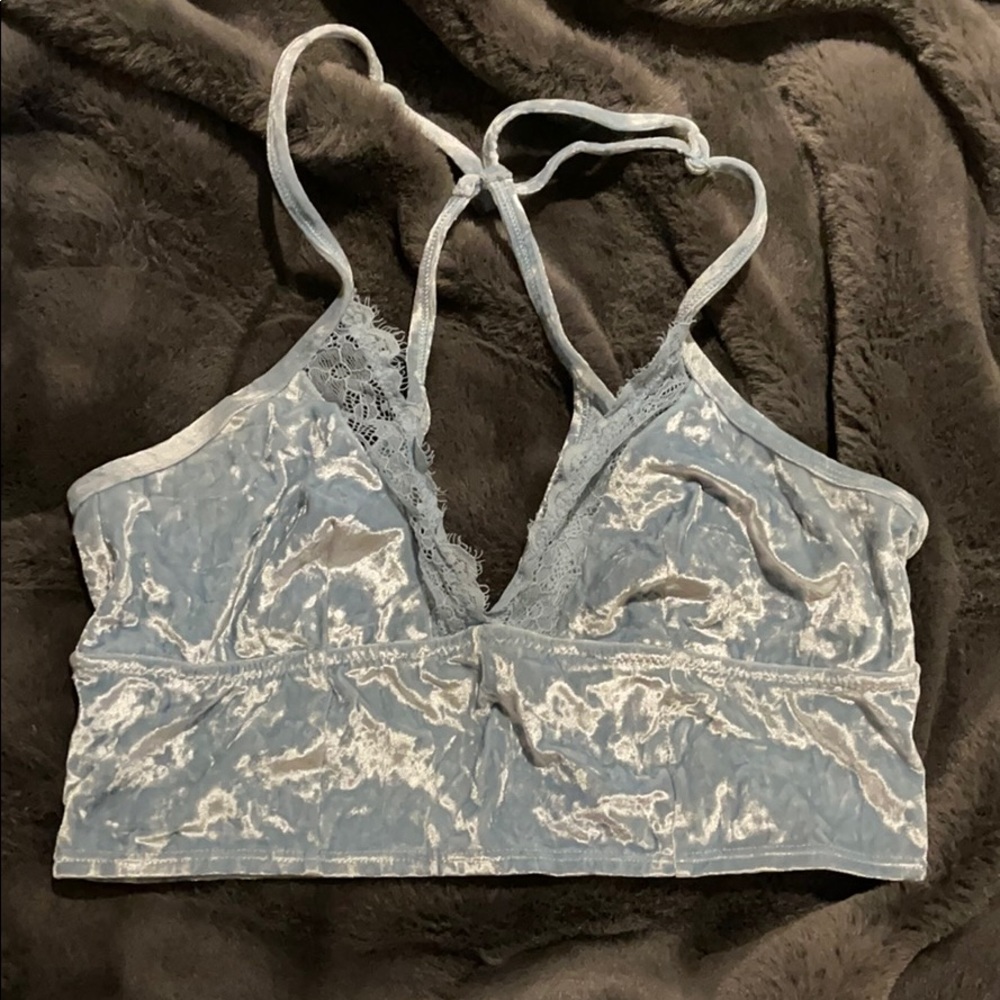 aerie baby blue velvet bralette